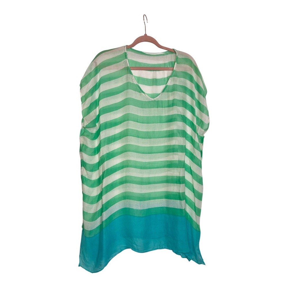 Striped Mint & Aqua & White - Women’s Swim Coverup - ONESIZE - NEW WITH TAGS 🏷️